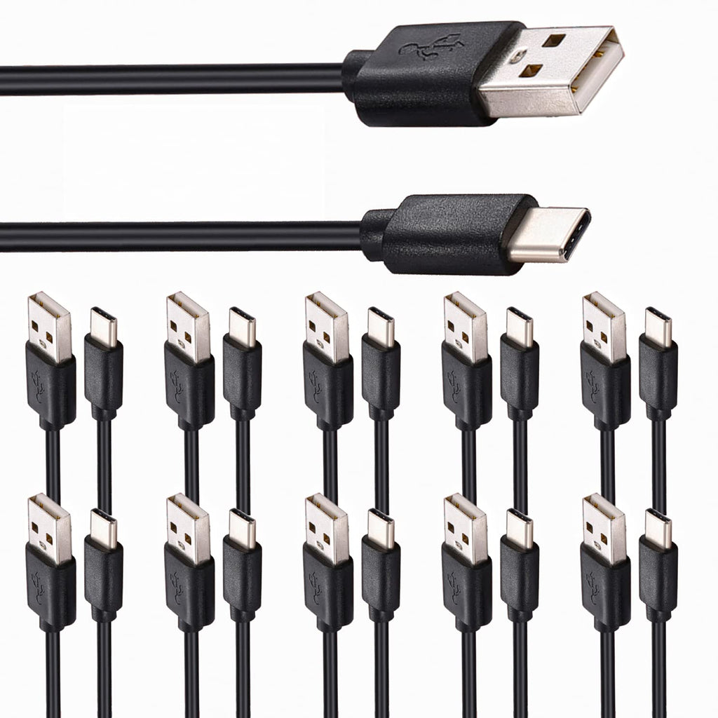 American Terminal USB-C to USB-A 3.0 Cable 6 Feet Type C Charging and Data Transfer 10-Pack