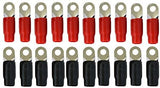 MR DJ 1/0 Gauge Ring Terminal 20 Pack 1/0 AWG Wire Crimp Cable- Red/Black 5/16