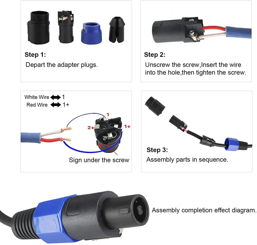 MR DJ SPAM-10 Speakon Compatible Right Angle PA/DJ Speaker Cable Connector (10 Pack)