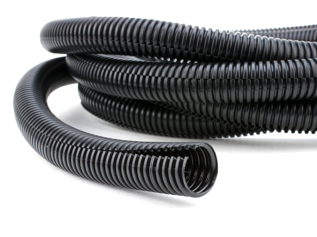 American Terminal 100 Feet Black 1/4" Split Loom Split Wire Loom Conduit Corrugated Plastic Tubing Sleeve