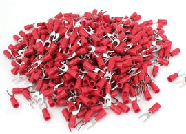 MR DJ DSR8-200 200PCS 18-22AWG #8 Red Insulated Fork Spade Wire Connector Electrical Crimp Terminal