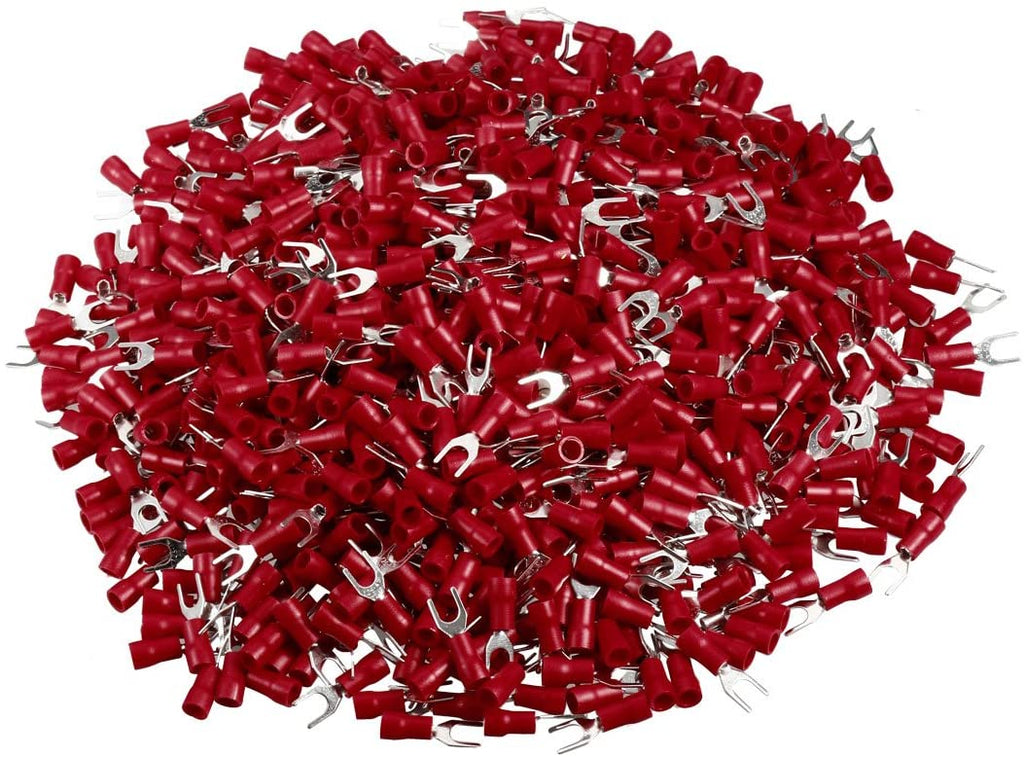 XP Audio XSR8-200 200PCS 18-22AWG #8 Red Insulated Fork Spade Wire Connector Electrical Crimp Terminal