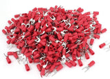 MR DJ DSR8-500 500PCS 18-22 AWG Red Insulated Fork Spade Wire Connector Electrical Crimp Terminal