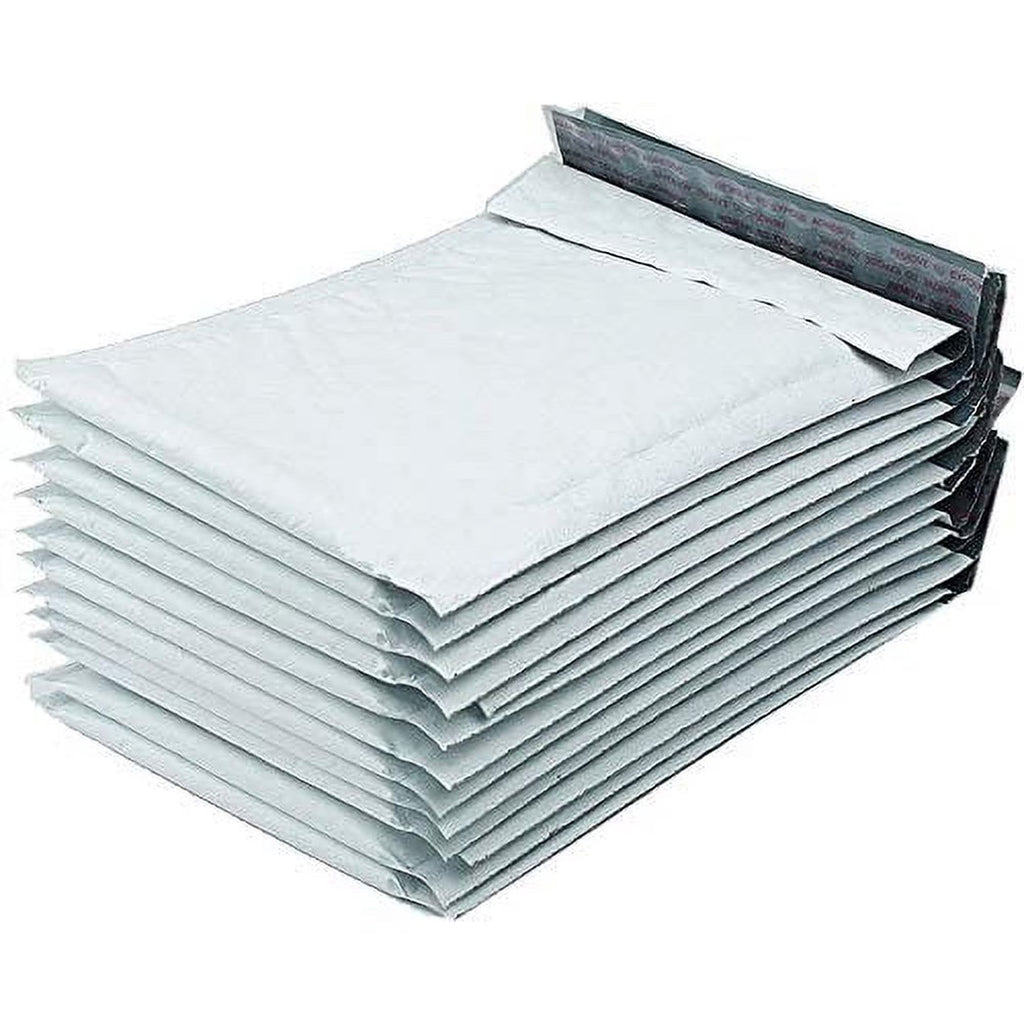 BM Paper 100-Pack #3 8.5" x 13.5" White Bubble-Lined Poly Mailers – Self-Sealing Padded Shipping Envelopes