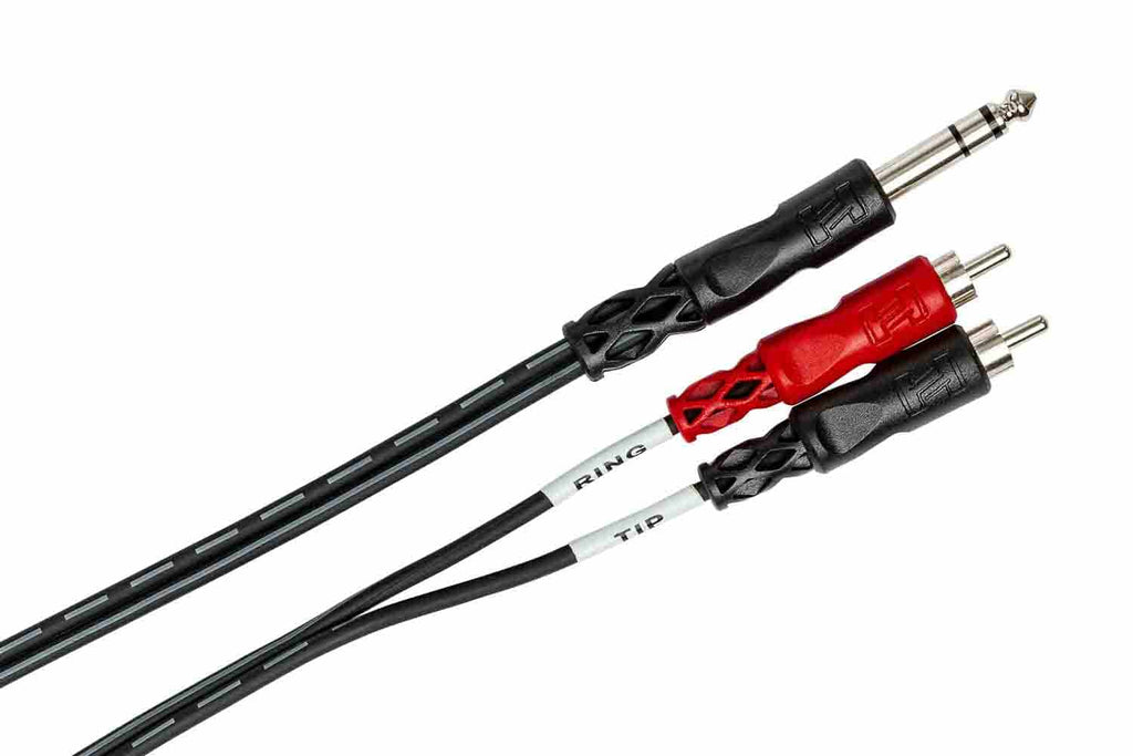 Hosa TRS-202 Insert Cable, 1/4 in TRS to Dual RCA – 6 Feet