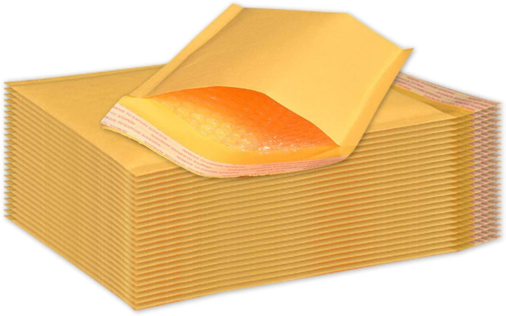BM Paper 100Pcs Yellow Poly Bubble Mailers 6x10 Inch Padded Envelopes Bulk #0 Bubble Lined Wrap Polymailer Bags for Shipping Packaging Mailing Self Seal