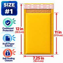 Charger l'image dans la galerie, BM Paper 100 #1 7.25X11" Kraft Poly Bubble Mailers Padded Envelopes Bulk Bubble Lined Wrap Polymailer Bags