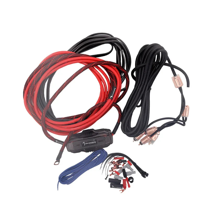 Diamond Audio HX82 2-Channel 8 Gauge Amplifier Installation Kit W/ RCA Interconnect and 20 ft Speaker Cable