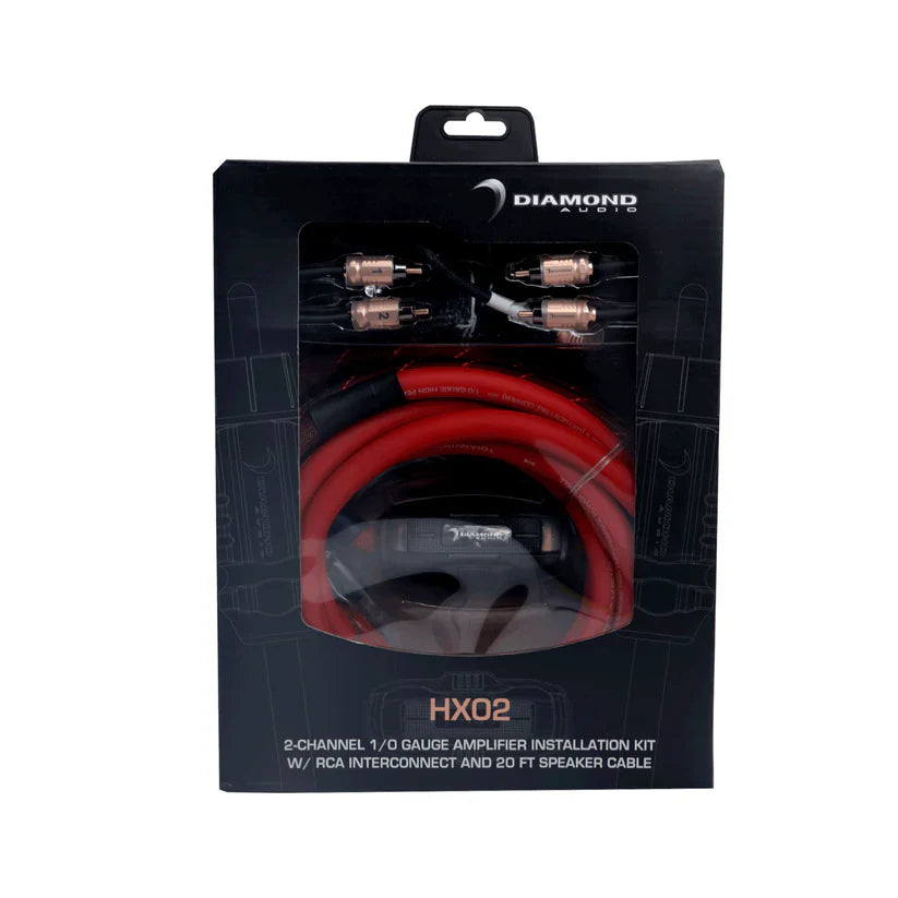 Diamond Audio HX02 2-Channel 0 Gauge Amplifier Installation Kit W/ RCA Interconnect and 20 ft Speaker Cable
