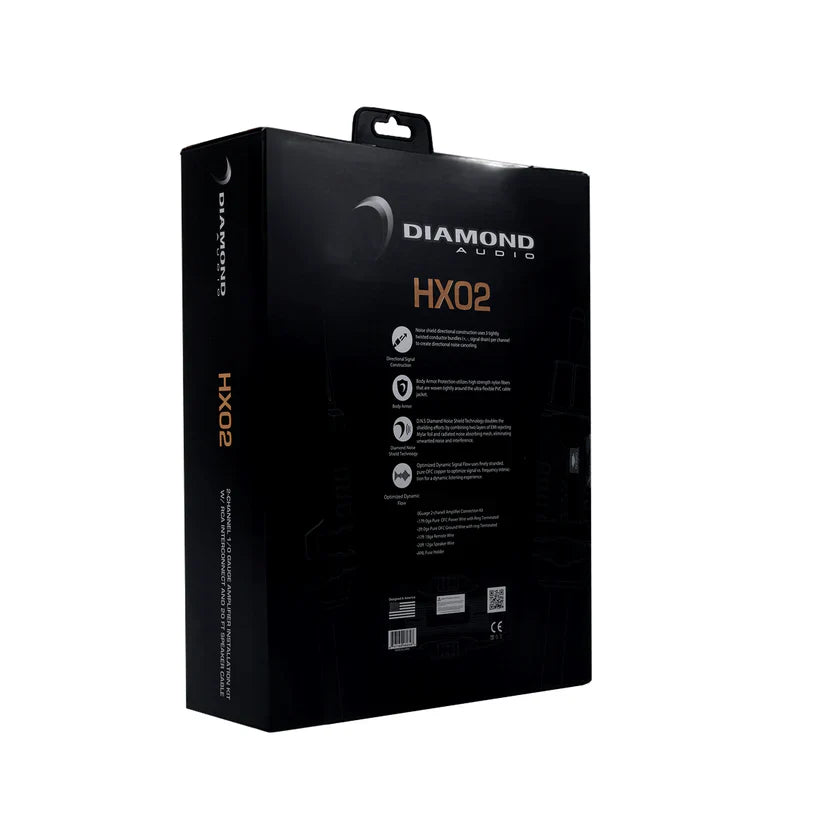 Diamond Audio HX02 2-Channel 0 Gauge Amplifier Installation Kit W/ RCA Interconnect and 20 ft Speaker Cable
