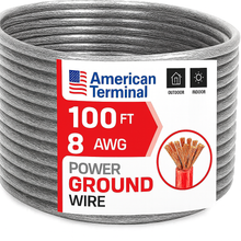 Load image into Gallery viewer, American Terminal ATP8G100SL 8GA 100' Silver Power Ground Wire Car Audio Amplifier Marine Cable