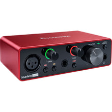 Load image into Gallery viewer, Focusrite Scarlett Solo 4rd Gen 2-In, 2-Out USB Audio Interface Bundle with Mic Stand + Pop Filter and XLR Cable