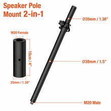 Charger l'image dans la galerie, MR DJ SS50 Adjustable Subwoofer Speaker Pole M20 Threaded &amp; 35mm Mount Dual 35mm/38mm