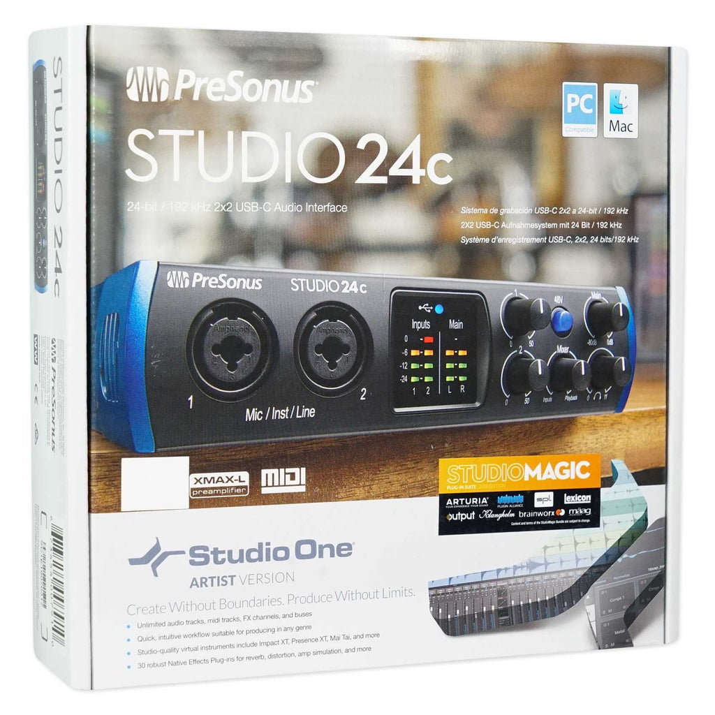 PreSonus Studio 24c 2x2, 192 kHz, USB Audio Interface with Studio One Artist and Ableton Live Lite DAW Recording Software