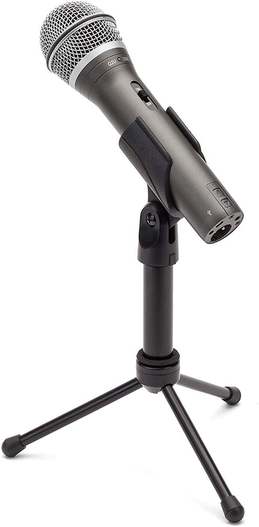 Samson Technologies Q2U USB/XLR Dynamic Microphone Recording and Podcasting Pack (Includes Mic Clip, Desktop Stand, Windscreen and Cables), silver Q2U Gray