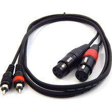 Load image into Gallery viewer, 3 Foot 2 XLR Female to 2 RCA Male Patch Cable - Dual XLRF to Dual RCA Audio Cord