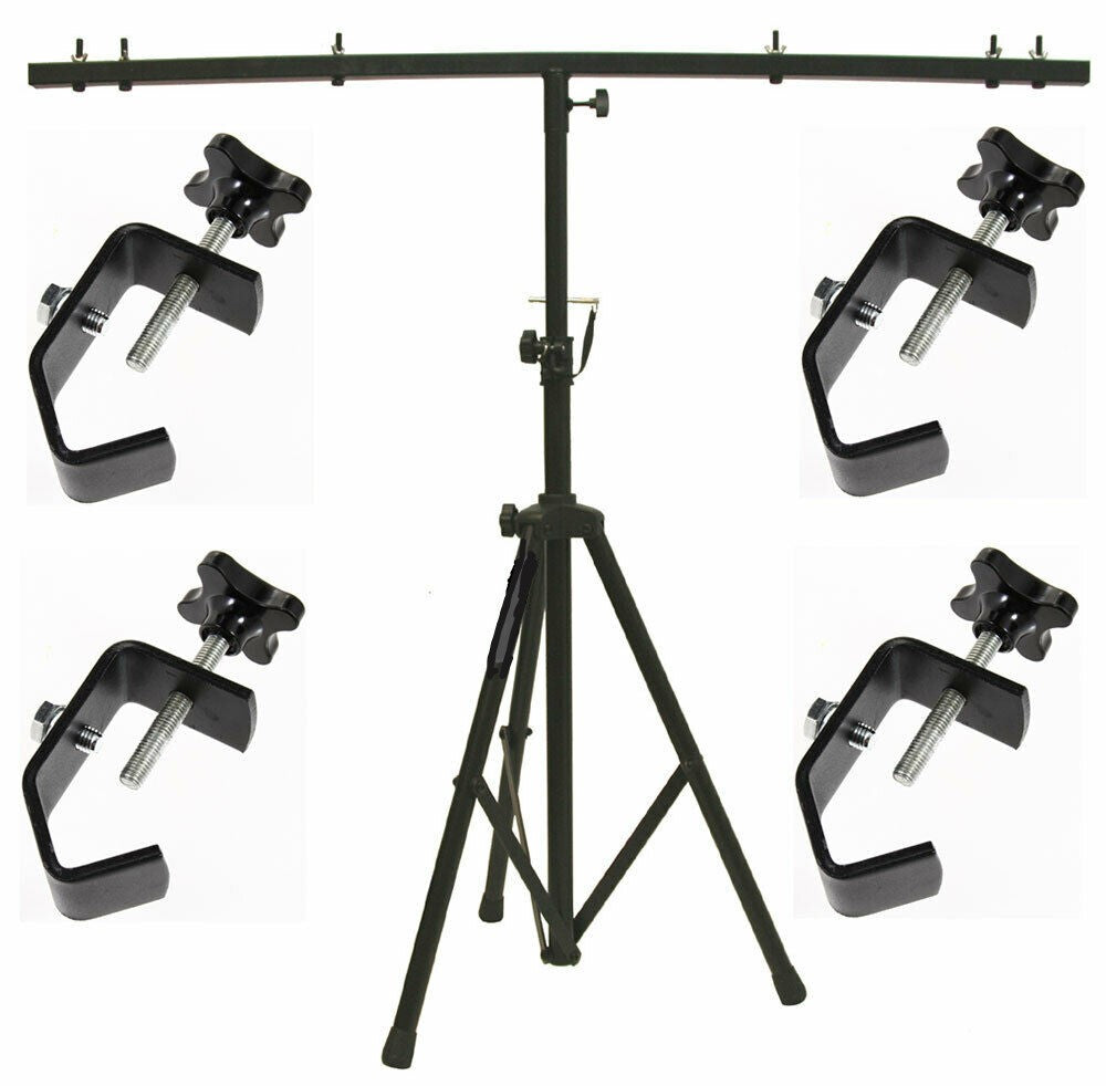 MR DJ LS250 DJ Pro Audio Lighting Fixture Tripod Stand with T-Bar Light Truss + 4 C Clamps