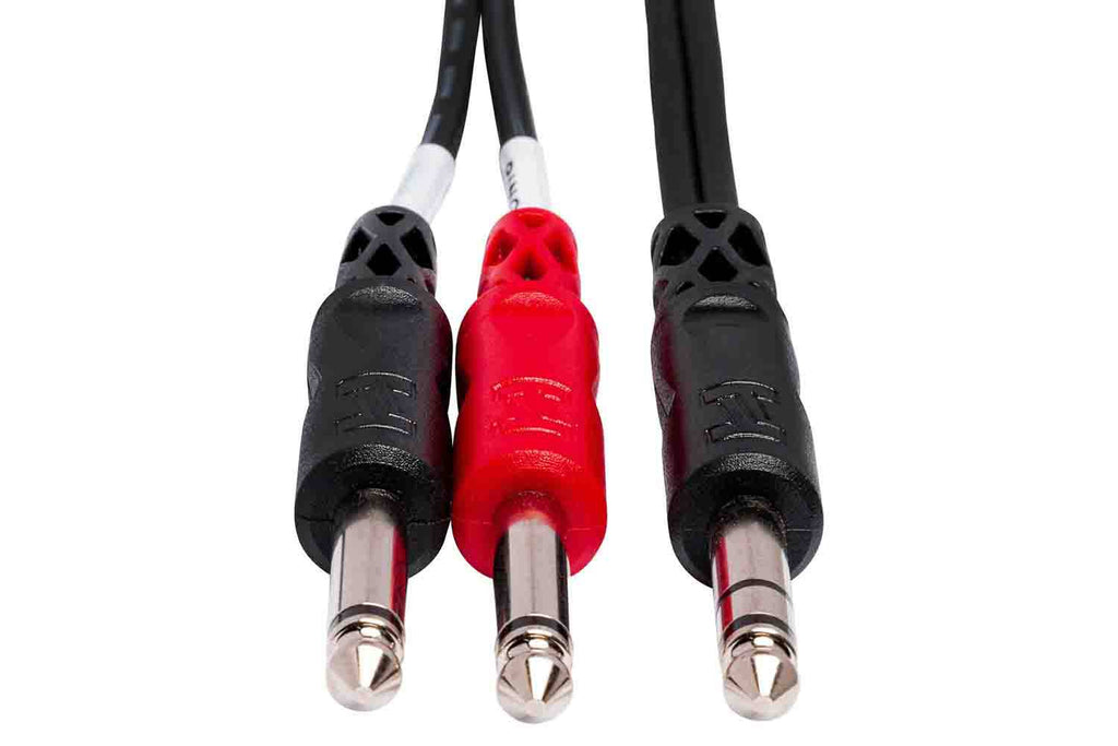 Hosa STP-203 Insert Cable, 1/4 in TRS to Dual 1/4 in TS - 3 Meter