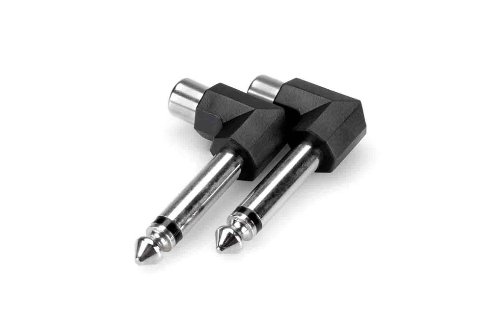 Hosa GPR-123 Right-angle Adaptors, RCA to 1/4 in TS -2 PCS