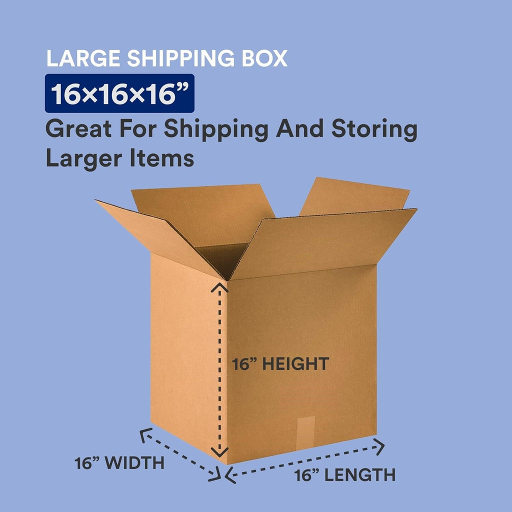 Shipping Boxes 16"L x 16"W x 16"H 50-Pack Corrugated Cardboard Box for Packing Moving Storage