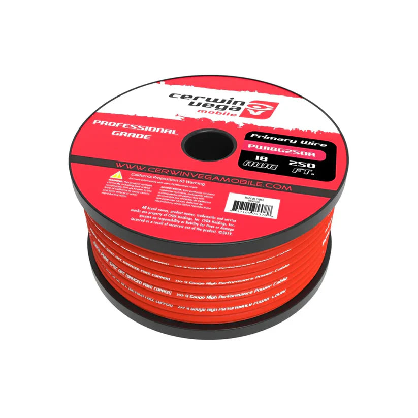 Cerwin Vega PW18G250R 18 Gauge Frost Red Primary Wire