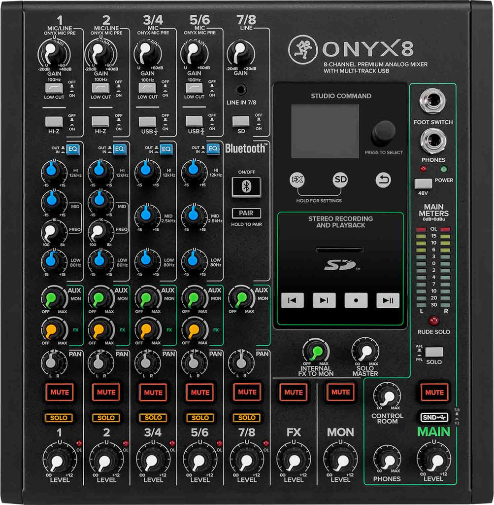 Mackie Onyx8, 8-Channel Premium Analog Audio Mixer + Multitrack USB Recording