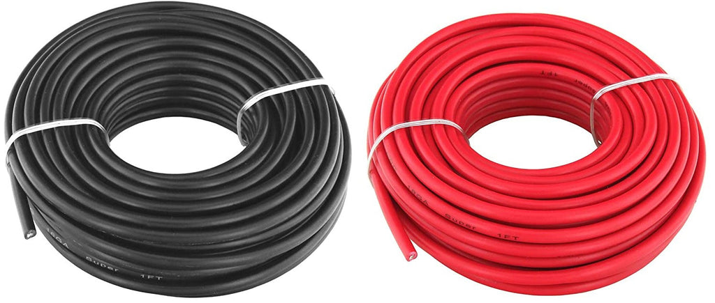 Absolute USA P18G50R P18G50BK<br/> 2 Rolls 18 Gauge Wire Red Black Power Ground 50 Ft Each Primary Stranded Copper Clad