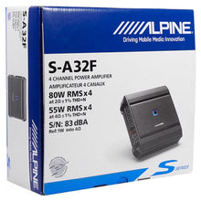 Charger l&#39;image dans la galerie, Alpine S-A32F S-Series 320W RMS 4-Channel Digital Class D Car Audio Amplifier