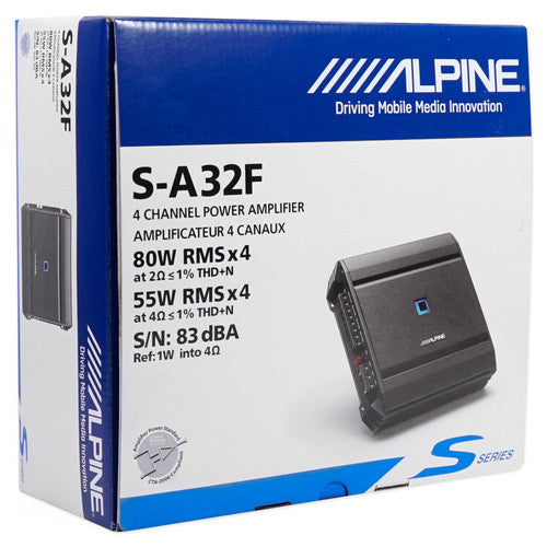 Alpine S-A32F  4-Channel Car Amplifier, 50 Watts RMS x 4