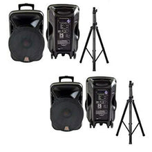 Charger l'image dans la galerie, 2 MR DJ 15" 4000W Bluetooth DSP FM USB Portable PA DJ Speaker &amp; Stands