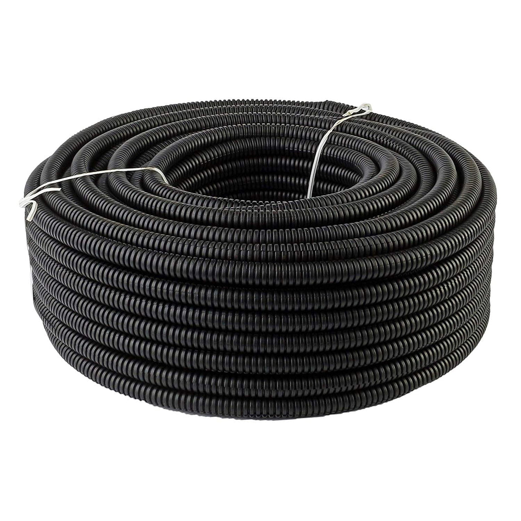 American Terminal 100 Feet Black 1/4" Split Loom Split Wire Loom Conduit Corrugated Plastic Tubing Sleeve