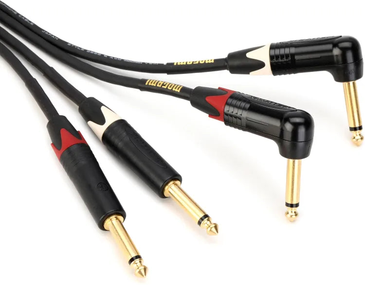 Mogami GOLD-KEY-S-06R Stereo Cable - Dual TS Male to Right Angle TS Male - 6 foot