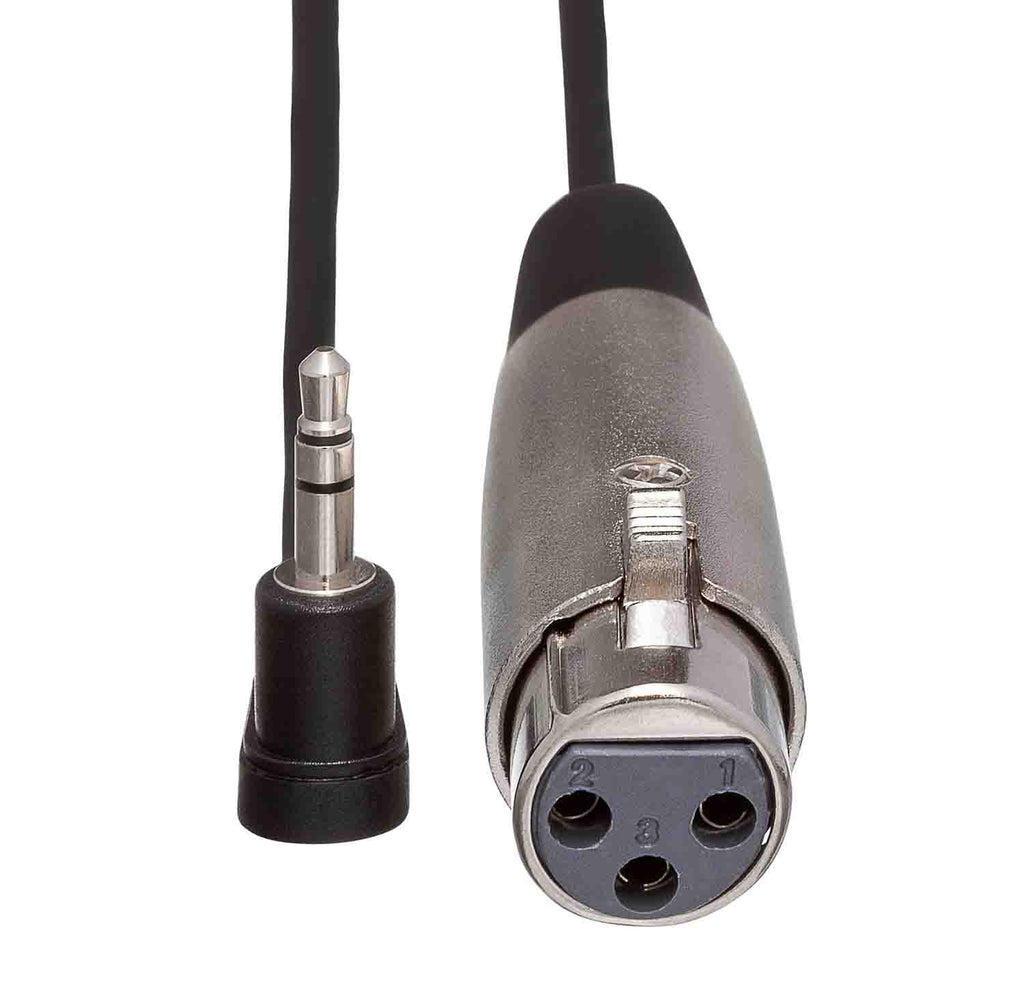 Hosa XVS-102F, XLR3F to Right Angle 3.5 mm TRS Microphone Cable - 2 Feet