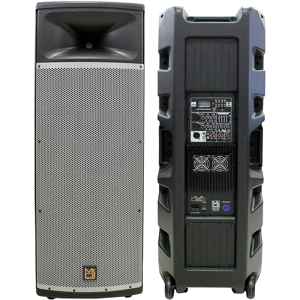 2 MR DJ PRO215BT Professional Dual 15" Full Range Powered Speaker 2" Display