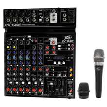 Charger l&#39;image dans la galerie, Peavey PV 10 BT 10 Channel Compact Mixing Mixer Console with Bluetooth + Blue Mic