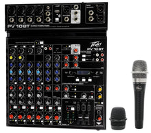 Load image into Gallery viewer, Peavey PV 10 AT 10 Channel Compact Mixing Mixer Console with Bluetooth Auto-Tune pitch correction + Blue Mic