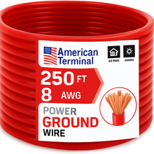 Load image into Gallery viewer, American Terminal ATP8G250RD 8GA 250' Red Power Ground Wire Car Audio Amplifier Marine Cable