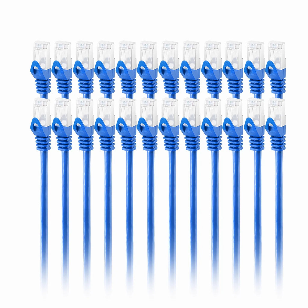 20 Cat6a Ethernet Network Patch Cable RJ45 23AWG 600Mh Solid Copper Wire 3' Blue