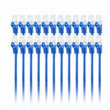 Load image into Gallery viewer, 20 Cat6a Ethernet Network Patch Cable RJ45 23AWG 600Mh Solid Copper Wire 3' Blue