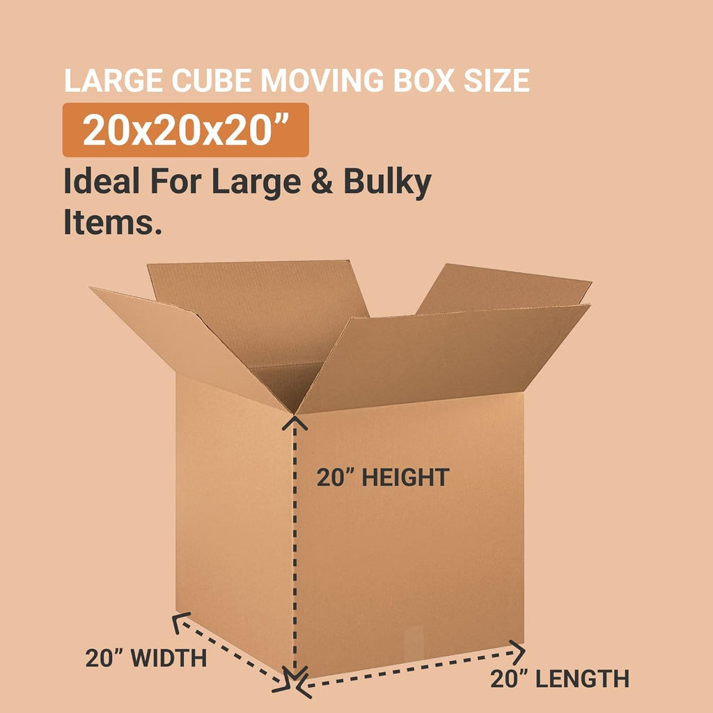 Shipping Boxes 20"L x 20"W x 20"H 10-Pack Corrugated Cardboard Box for Packing Moving Storage