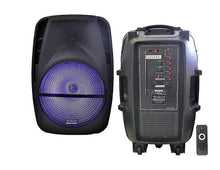 Load image into Gallery viewer, Absolute ASBAT15 15&quot; Rechargeable Portable DJ PA Speaker / Bluetooth/ karaoke LED 3000 watt