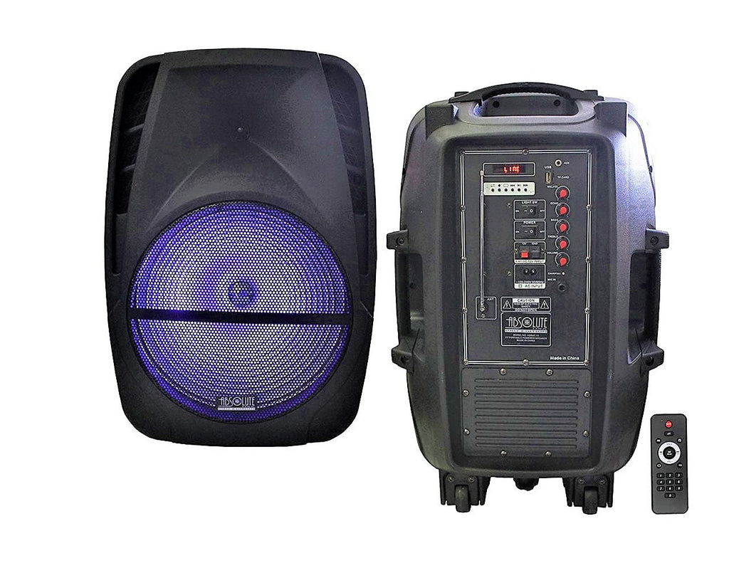 Absolute AS15BAT 15" Bluetooth Speaker 15" Rechargeable Portable DJ PA Speaker / Bluetooth/ karaoke LED 3000 watt