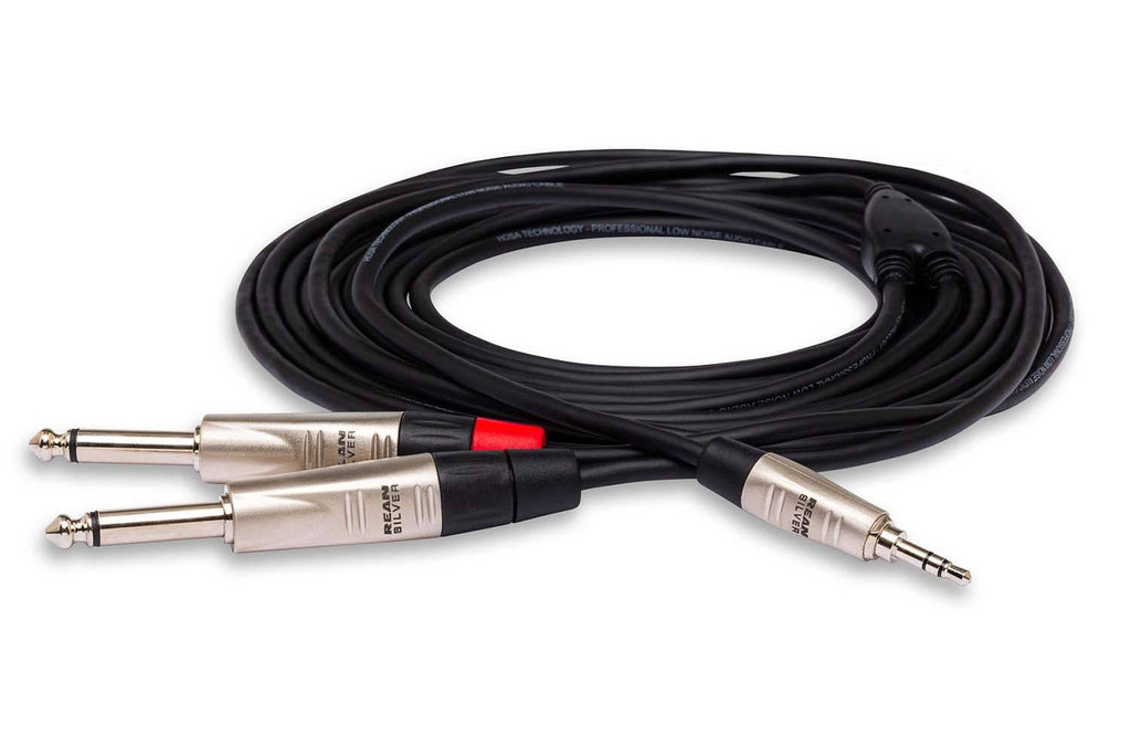 Hosa HMP-010Y Pro Stereo Breakout REAN 3.5 mm TRS to Dual 1/4 in TS - 10 Feet