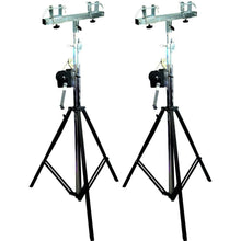 Charger l&#39;image dans la galerie, 2 DJ Pro Lighting 12 Foot Crank Light Stand &amp; 2 Square Truss T-Bar Adapter