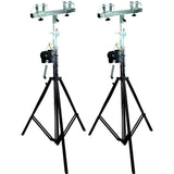 2 MR DJ Pro Lighting 10 Foot Crank Light Stand & 2 Square Truss T-Bar Adapter