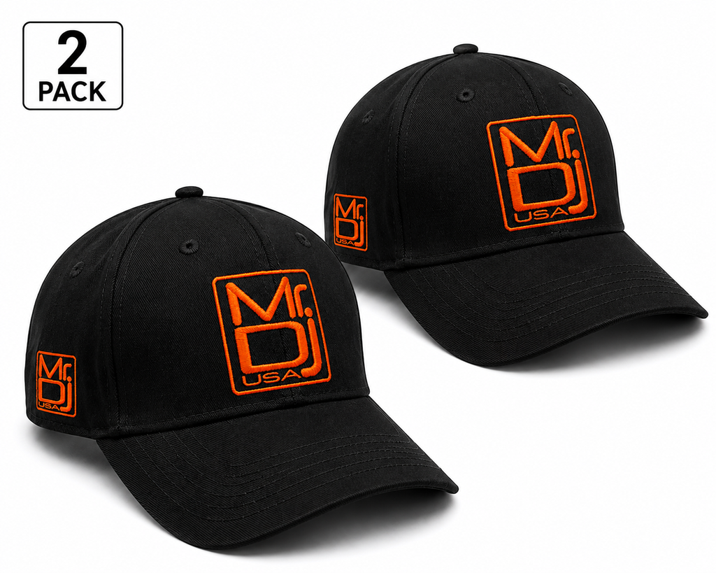 2 MR DJ Adjustable Black Baseball Cap  100% Cotton Unstructured Low Profile Hat