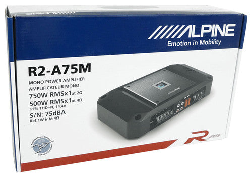 Alpine R2-A75M 750 W RMS R-Series High-Performance Class-D Mono Sub Amplifier