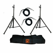Load image into Gallery viewer, MR DJ SS750PKG Speaker Stand w/ Carrying Bag &amp; 1/4&quot; Cable; Black Folding Tripod PRO PA DJ Home &amp; Stage Speaker Stand Mount Holder w/ Carrying Bag