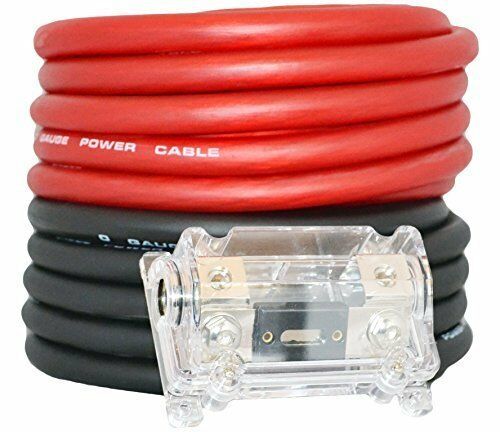 DC Sound DKIT025RB 0 Gauge 50' Red/Black Power/Ground Wire Amplifier ANL Amp Kit