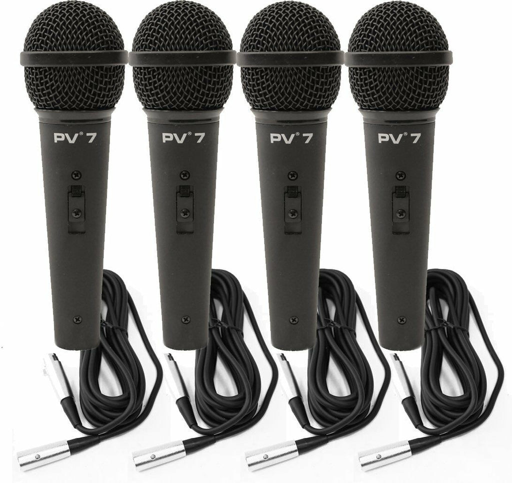 4 Peavey PV7 ND Magnet Dynamic Microphone with 1/4" to XLR Cable